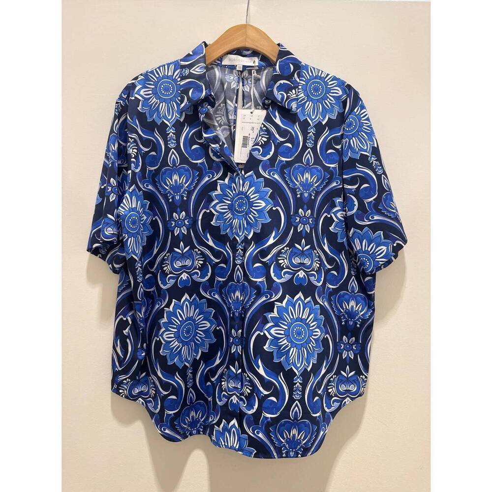 NEW BORGO DE NOR women's akari top in botanical tile